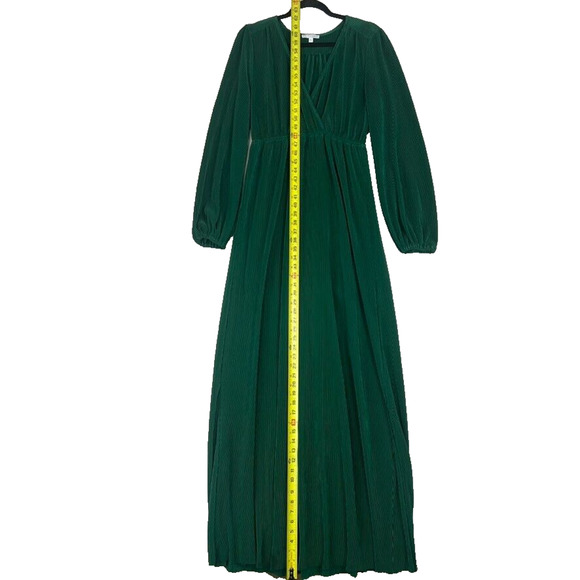 Baltic Born Dress Womens Large Green Athena Pleated Long Sleeve Maxi A Line - Picture 4 of 10
